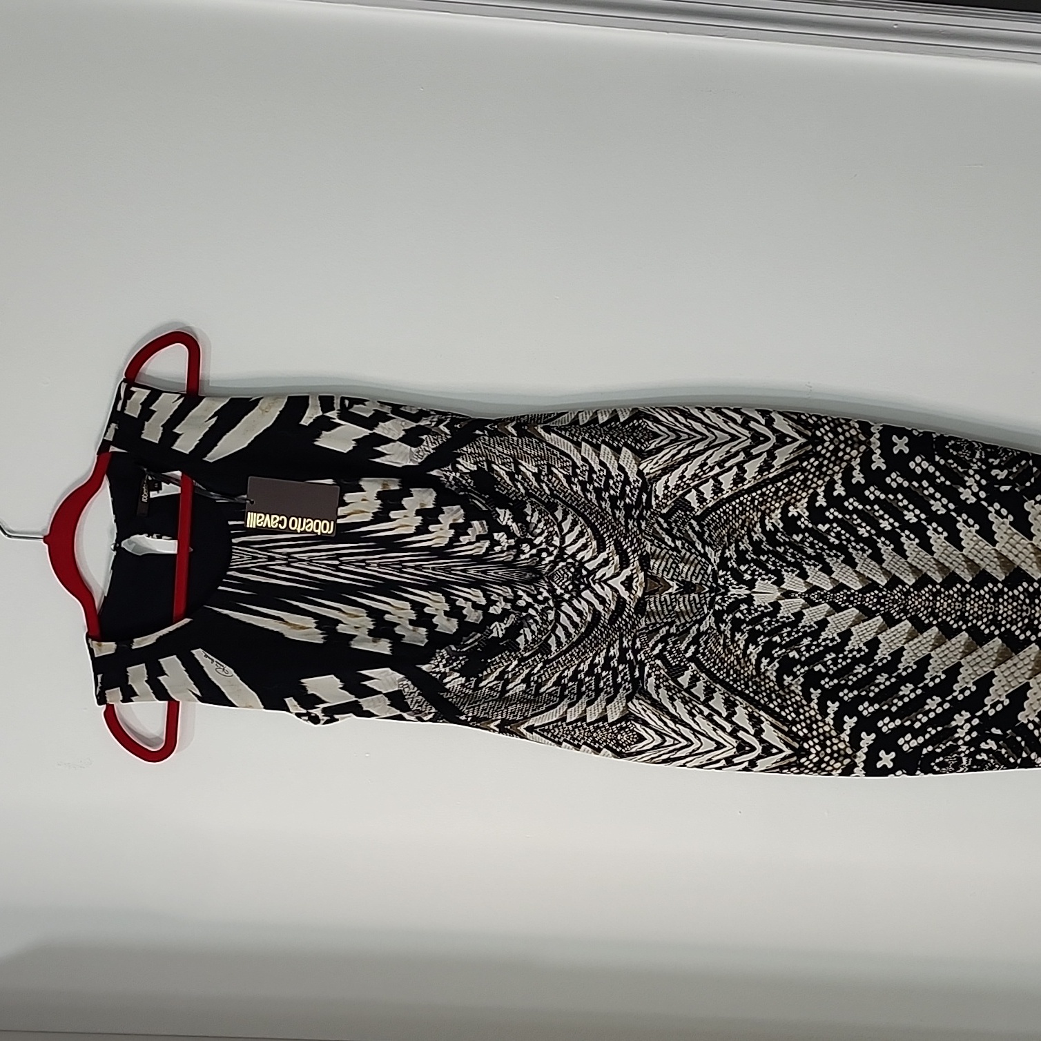 Roberto Cavalli Black And White Patterned Dress